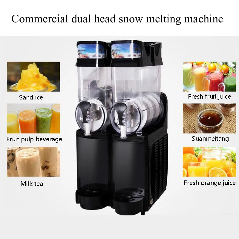 Pbobp 4L Commercial Slushy Machine Double Tank Electric Automatic Slush Maker Machine Frozen Drink Snow Melting Machine