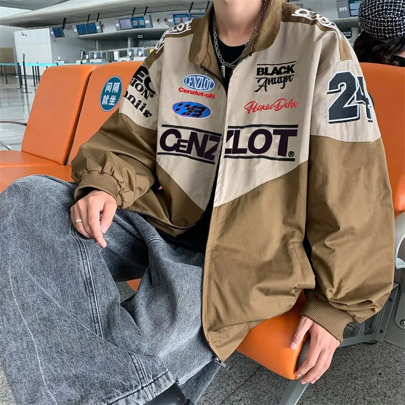 American Vintage Ricamato Alphabet Racing Jacket Uomo Autunno Casual Trend Bomber Jacket Uniforme Da Baseball Abbigliamento Uomo 3Xl