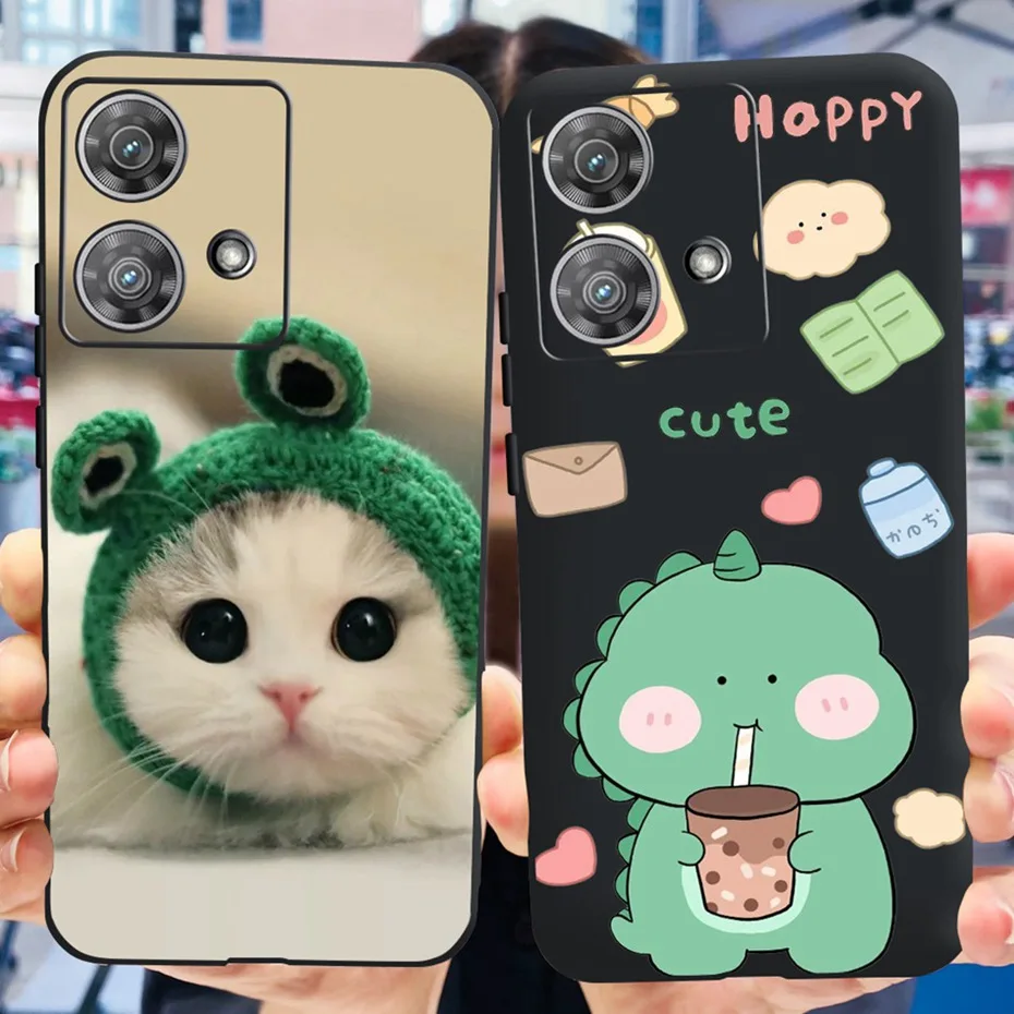 Per Motorola Edge 40 Neo 2023 Cute Cat Dinosaur Printing Case Per Motorola Edge 40 5G Edge40 40Neo Soft Silicon Black Tpu Bumper