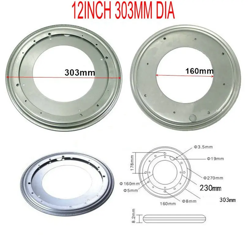 Hq 12 Pollice (300 Mm) Tv Cremagliera Scrivania Strumento Cuscinetto Pieno Piastra Girevole Lazy Susan Turntable