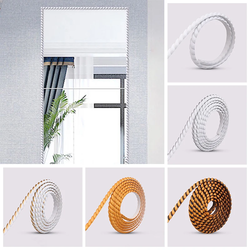 1M 10Mm Pvc Autoadesivo Battiscopa Linea Di Gesso Adesivo Da Parete Morbido Impermeabile Per Porta Specchio Cornice Tv Sfondo Soffitto