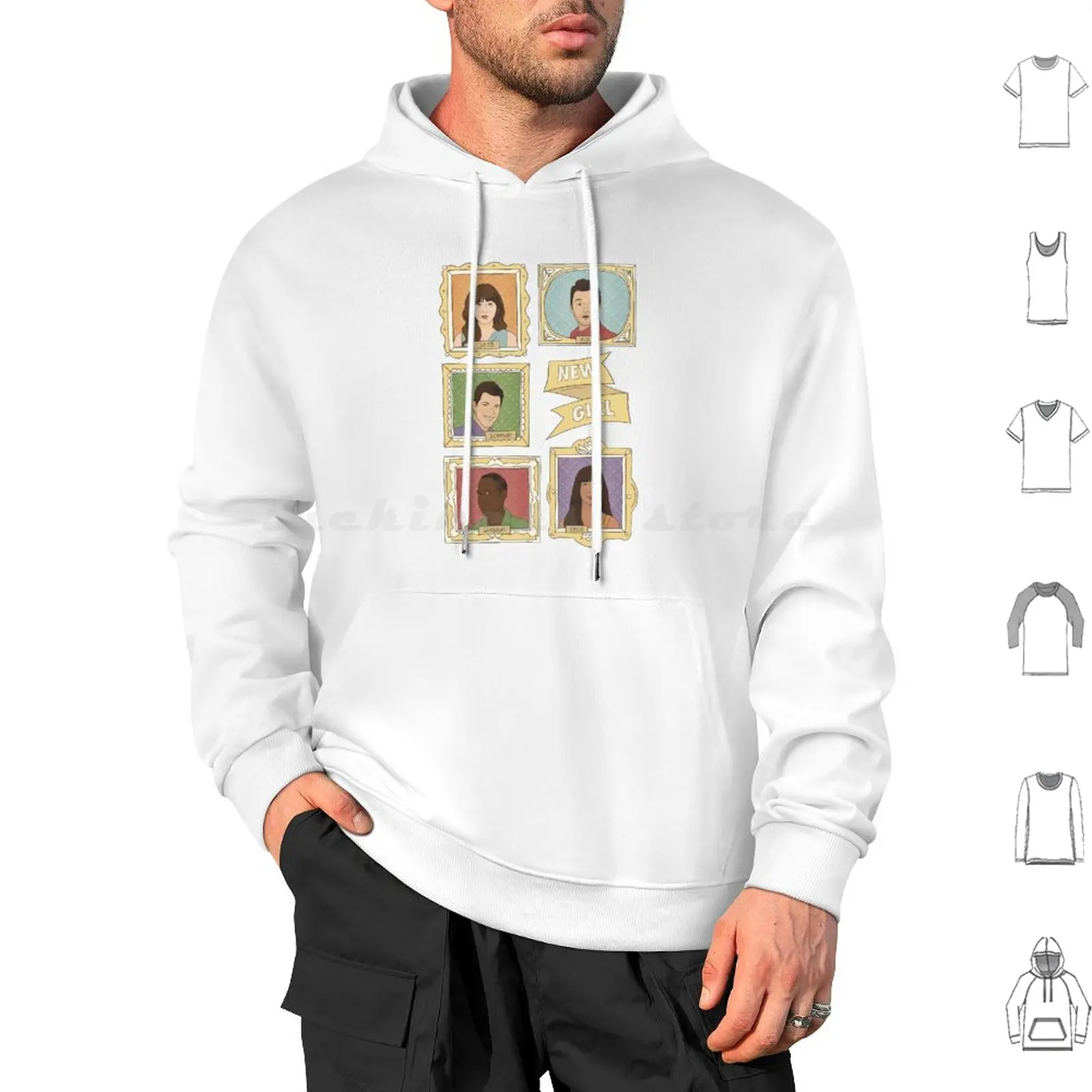 New Girl Vintage Frames Felpa Con Cappuccio In Cotone Manica Lunga New Girl New Girl Fox Fox New Girl Tv New Girl Sitcom New Girl Tv