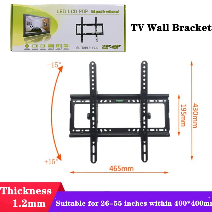 Tv Wall Mount Bracket Fixed Flat Panel Tv Frame For 26-55 Inch Lcd Led Monitor Flat Panel For Home Tv Install With Set Of Screws