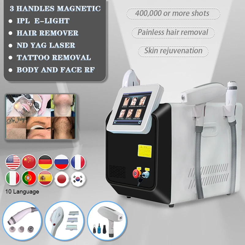 Spedizione Gratuita Portatile 3 In 1 Multifunzione Ipl Depilazione Laser Nd Yag Laser Tattoo Removal Rf Face Lift Machine