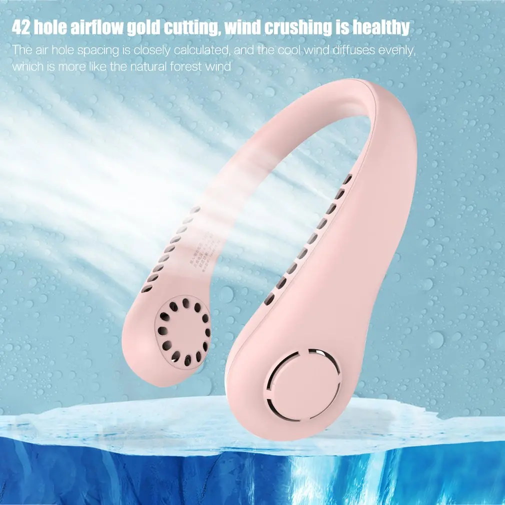 2022 Portable Bladeless Hanging Fans Usb Rechargeable Leafless Mini Neck Fan Air Conditioner Cooling Wearable Neckband Fans Hot