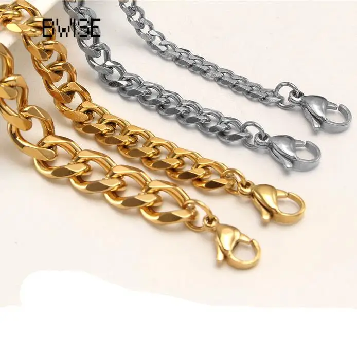 Bwise Muslimatic Cuban Link Chain Collana In Acciaio Inossidabile Impermeabile Placcato Oro 18 Carati Punk Uomo Donna Gioielli Accessori Fai Da Te
