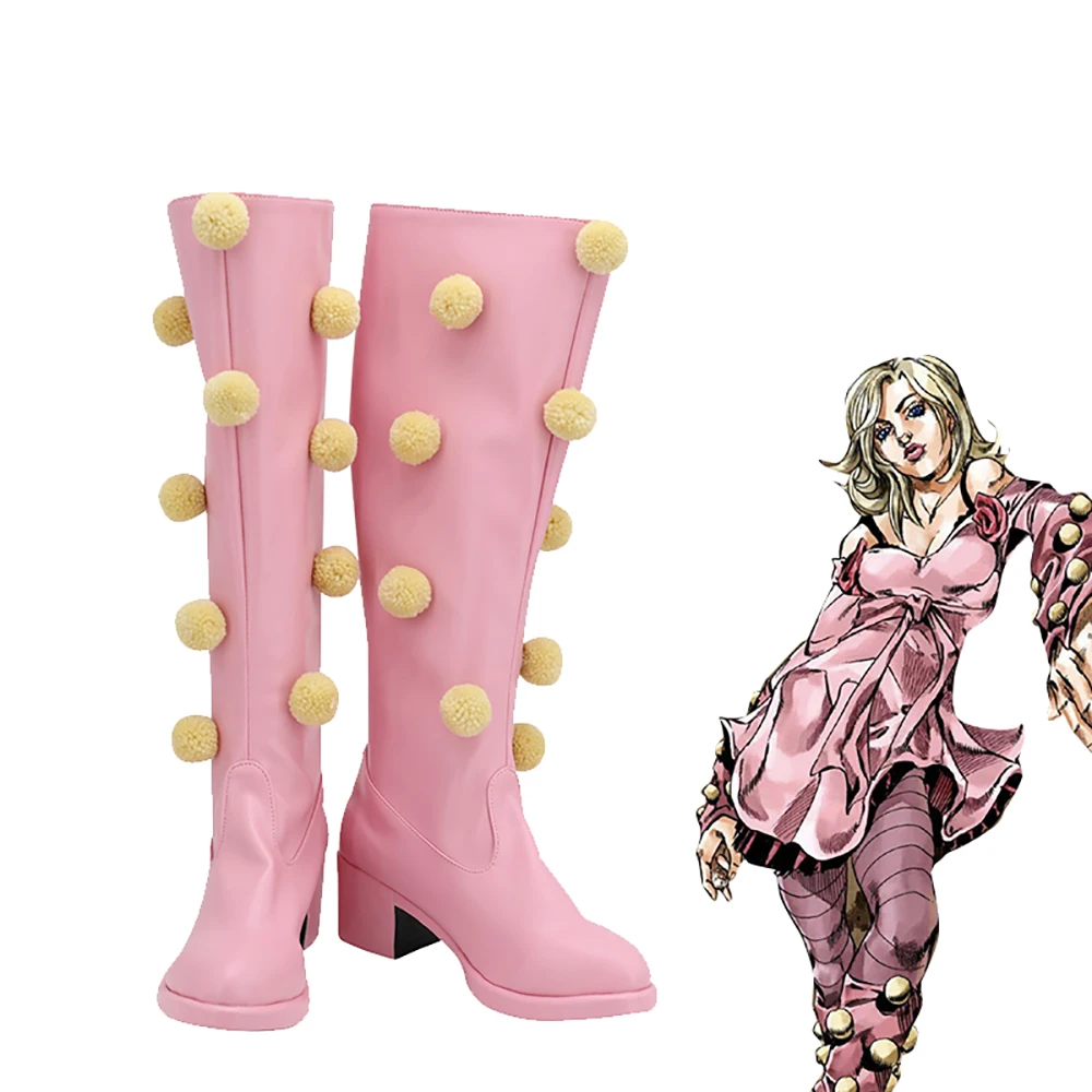 Jojo'S Bizarre Adventure 7 Lucy Steel Cosplay Boots Steel Ball Run Lucy Steel Pink Shoes Realizzato Su Misura Per Qualsiasi Dimensione