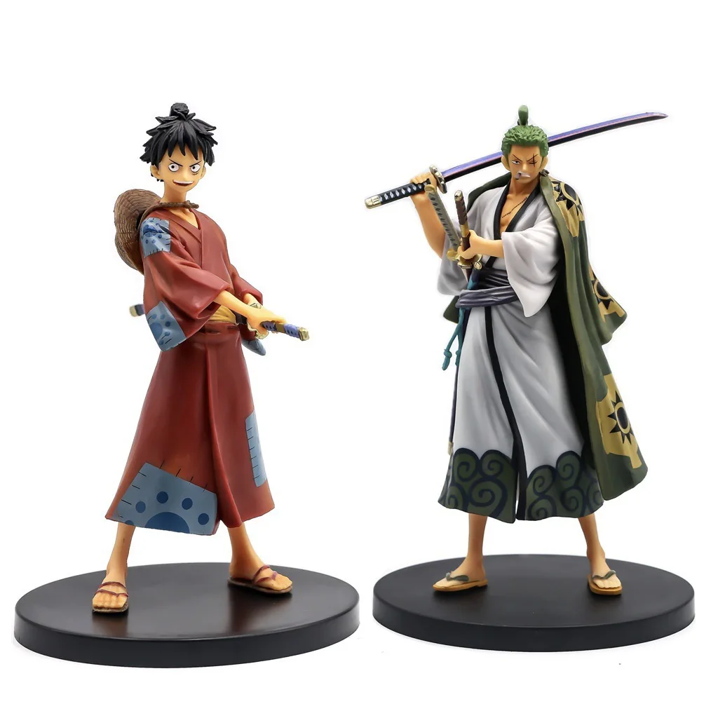 Figur Anime One Piece Kazunokuni Kimono Rufy Zoro Figur Aksi Ace Sabo Modello Tiga Saudara Mainan Figur Robin Hadiah Natal