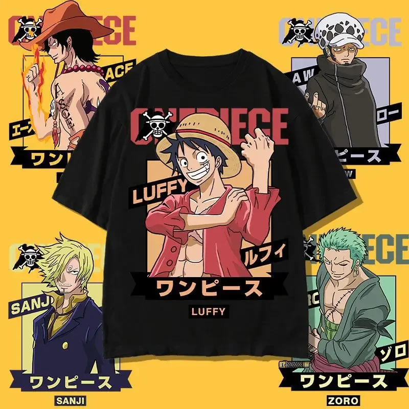 Estate One Piece Anime Co-Branded T-Shirt Da Uomo A Maniche Corte Zoro Ace Rufy One Piece Clothes Boys Fashion Trend Tops