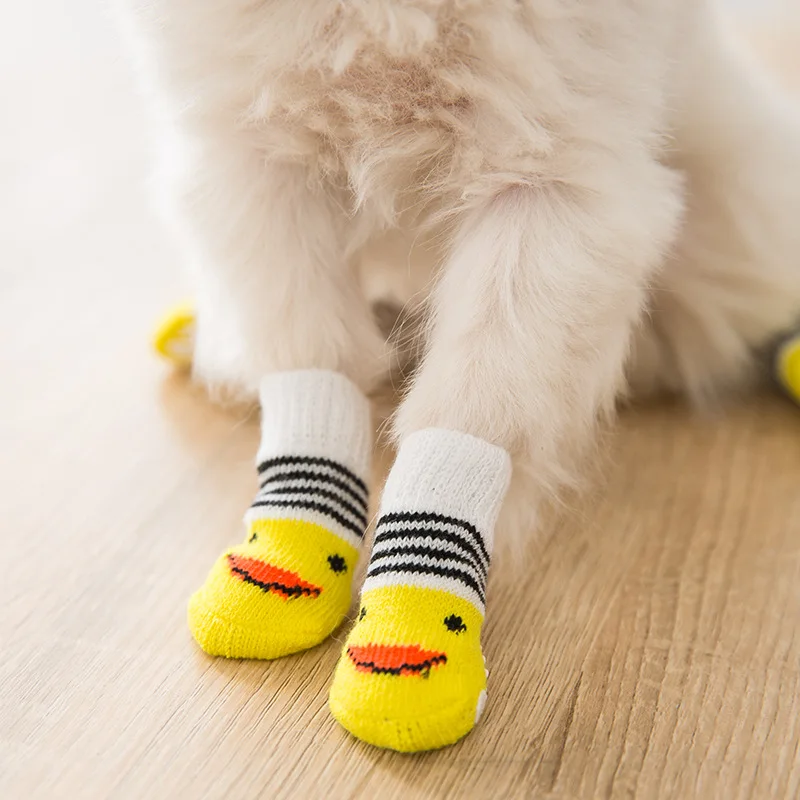 4 Pz/Set Pet Cat Puppy Dog Socks Pet Cat Dogsupplies Calzature Prodotti Per Animali Calzini Antiscivolo Pet Cute Indoor Stivali Calzini Per Cane