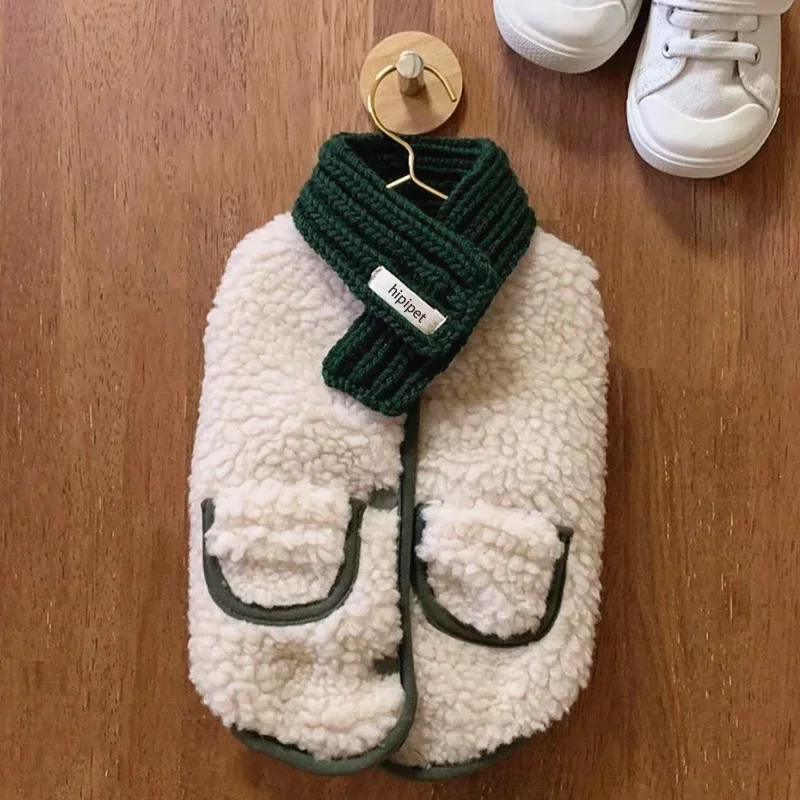 Vestiti Caldi Spessi Per Cani Da Compagnia Inverno Cani Gatti Giacca Regalo Sciarpa Cotone Peluche Cappotto Per Cucciolo Ropa Perro Bulldog Francese A