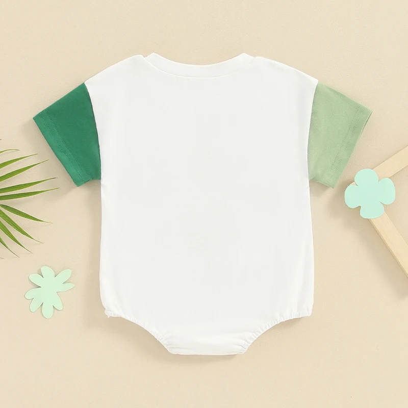 Neonate Ragazzi Abiti Di San Patrizio Manica Corta Lucky Babe Lettere Ricamo Pagliaccetto Vestiti Estivi Infantili