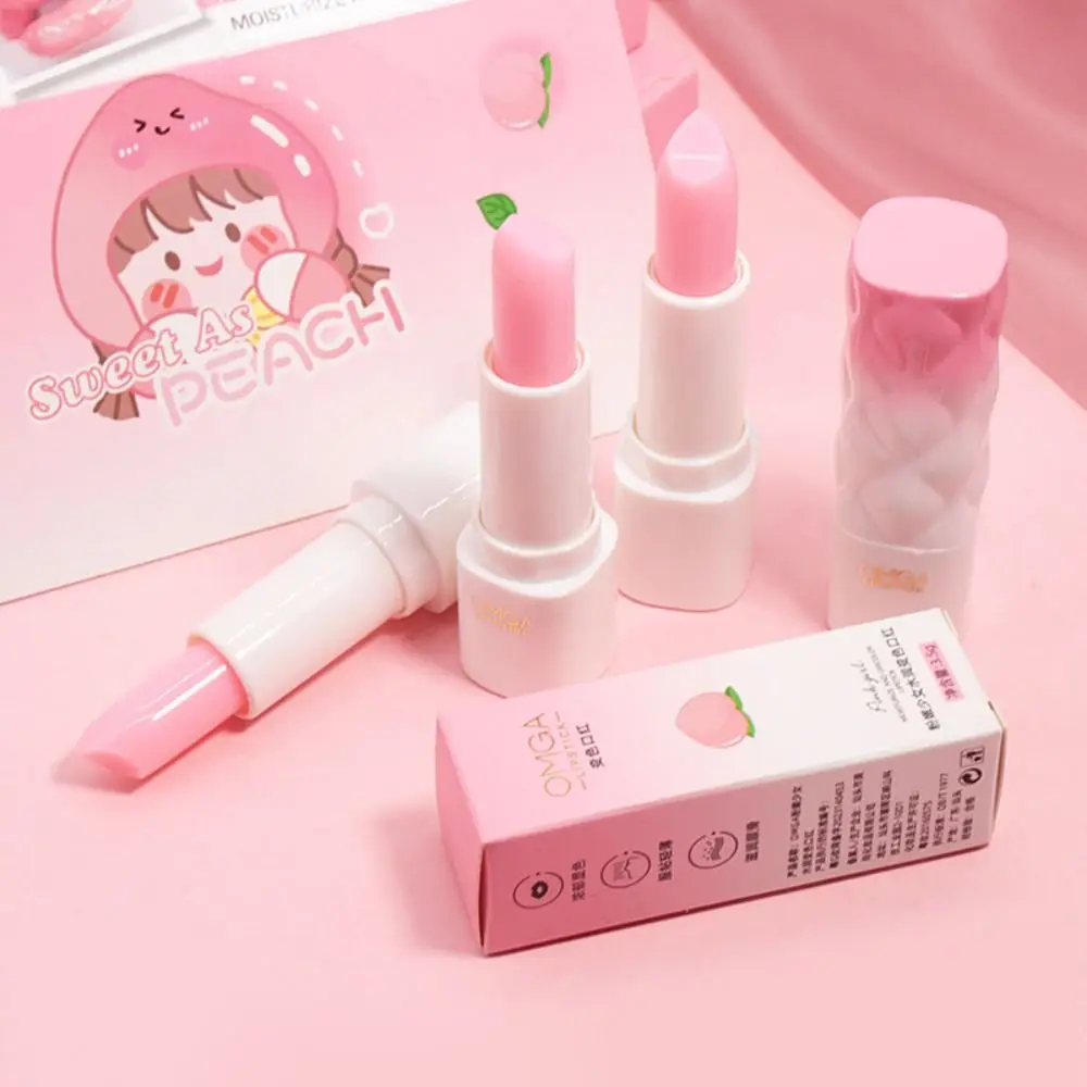 Peach Lip Balm Crystal Warming Lipstick Girl Moisturizing Long Lasting Lip Gloss Coloring Lip Care Repair Cosmetics