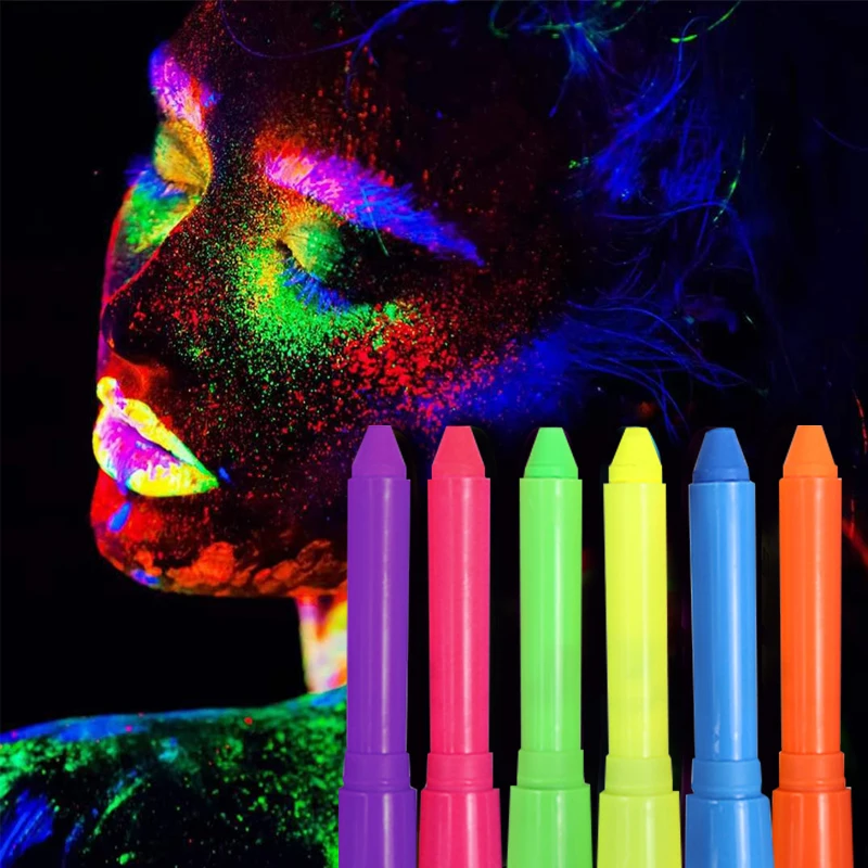Yomdid 6 Colori Glow In The Dark Face Paint Black Light Paint Uv Neon Body Paint Non Tossico Fluorescente Halloween Party Decoratio