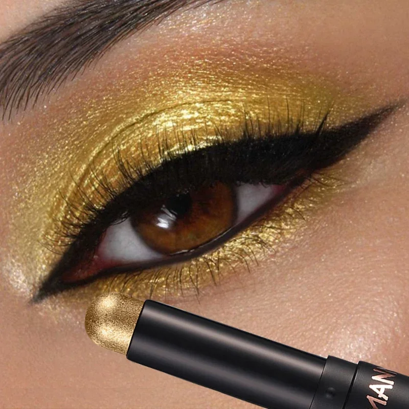 Glitter Gold Eyeshadow Pen Waterproof Lasting Shimmer Matte Sdraiato Silkworm Eyeshadow Pencil Highlighter Stick Eyes Makeup Tools