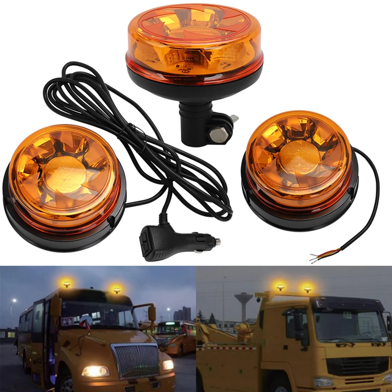 12/24V Car Emergency Strobe Light Set Veicoli Amber Warning Beacon Lampada A Luce Rotante Lampeggiante Polizia Multiuso Led Tractor