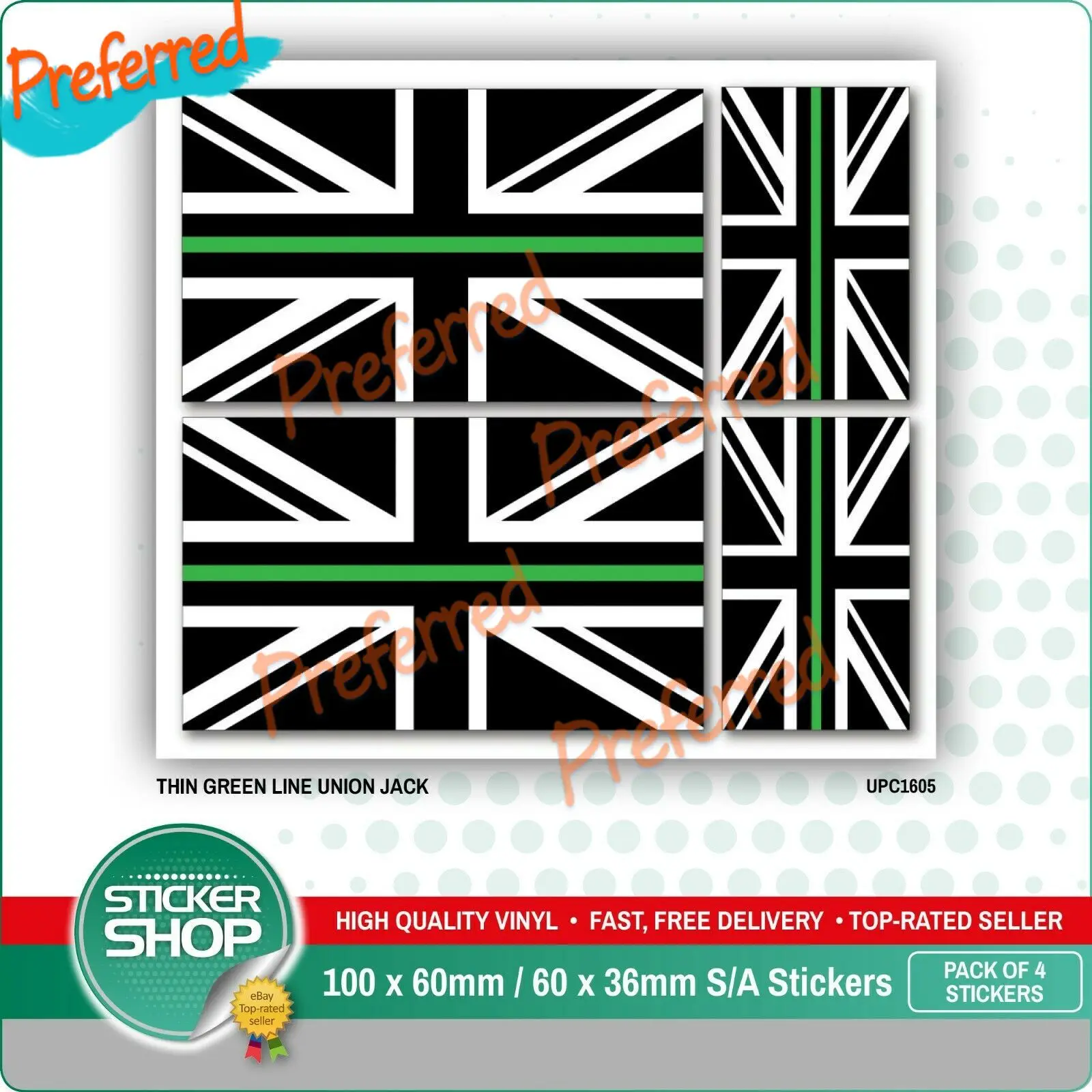 4 X Union Jack British Flag Thin Blue Line Police Vinyl Car Van Ipad Laptop Sticker British Waterproof Pvc Car Sticker Decalcomanie