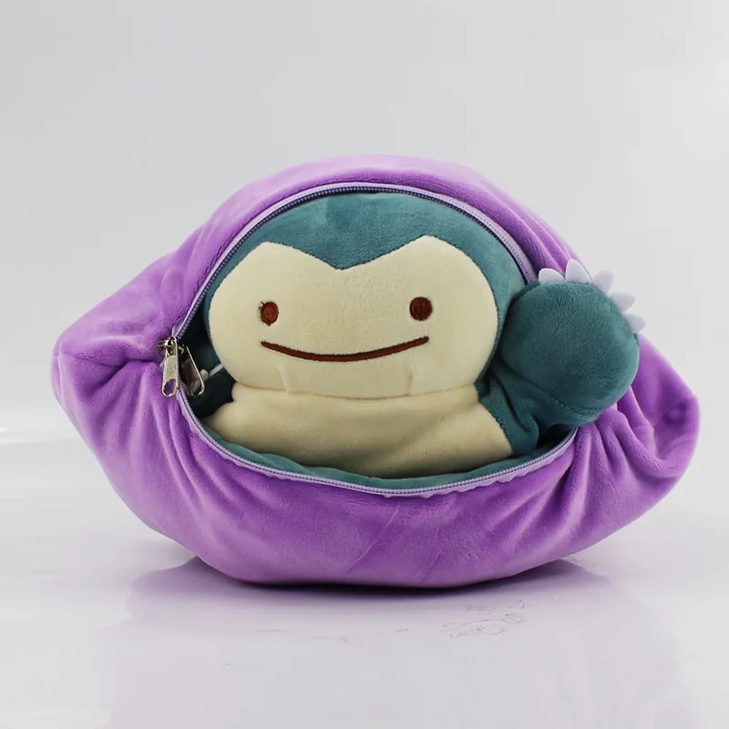 Pokemon 30Cm Design Speciale Ditto Snorlax Peluche Metamon Inside-Out Ditto Diventa Snorlax Cuscino Imbottito Cuscino Bambola