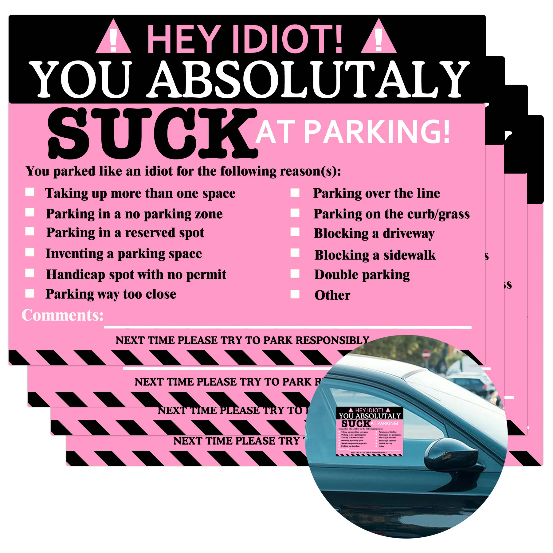 50 Pcs Dumper You Suck At Parking Business Sticker 7.5 X5. 5 Pollici Parking Dump Warning Stickers Parking Violation Funny Sticker