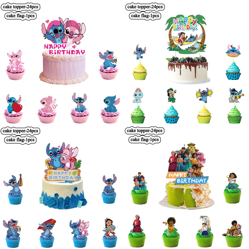 Disney Lilo & Stitch Cake Decoration Hand Cupcake Toppers Decorazione Di Compleanno Kids Girls Dessert Party Baby Shower Favors