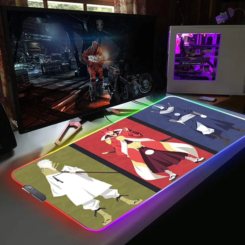 Tappetino Per Mouse Rgb Da Gioco Per La Mia Rebirth E Diventa Una Melma Anime Led Light Mausepad Gamer Accessorio Tappetino Da Tavolo Per Tastiera Per