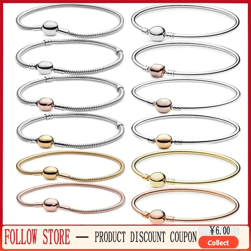 Bracciale À Cordes En Argent Regardé 925 Pour Femme, Logo Originale, Moments, Bijoux À Bricoler Soi-Mcon, Cadeau De Boutique, Mode