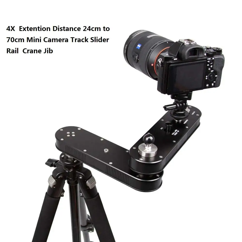 Foleto Portable 4X Extension Distance Da 24Cm A 70Cm Mini Camera Slider Regolabile Video Dolly Track Rail Moving Slider Crane Jib