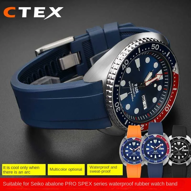 Per Seiko Abalone/Water Ghost Srpa21J1 Srpc25J1 Muslimate Band Fluor Rubber Watch Band Male Cola Ring Watch Bracciale Uomo 22Mm
