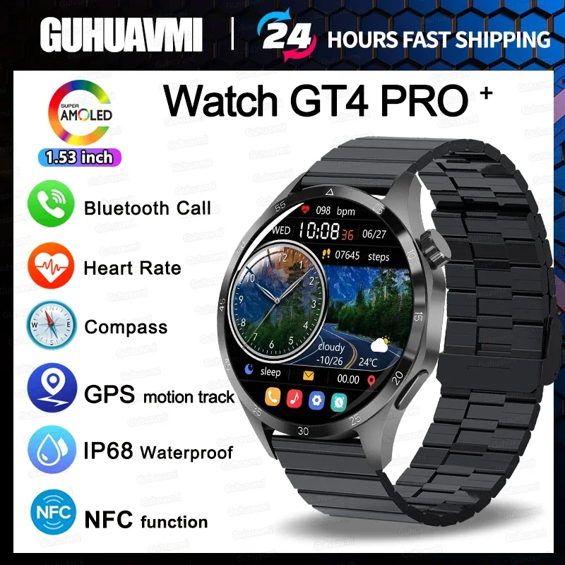 Nuovo Smart Watch Mens Bluetooth Call Nfc Music Player 360*360 Amoled Screen Health Multifunzione Gps Track Sports Man Smartwatch