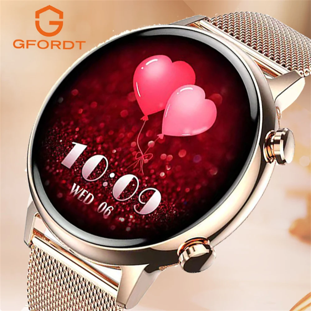 Gfordt Amoled Smart Watch Women Bluetooth Call Nfc Heart Rate Blood Pressure Fitness Tracker Ip68 Smartwatch Femminile Impermeabile