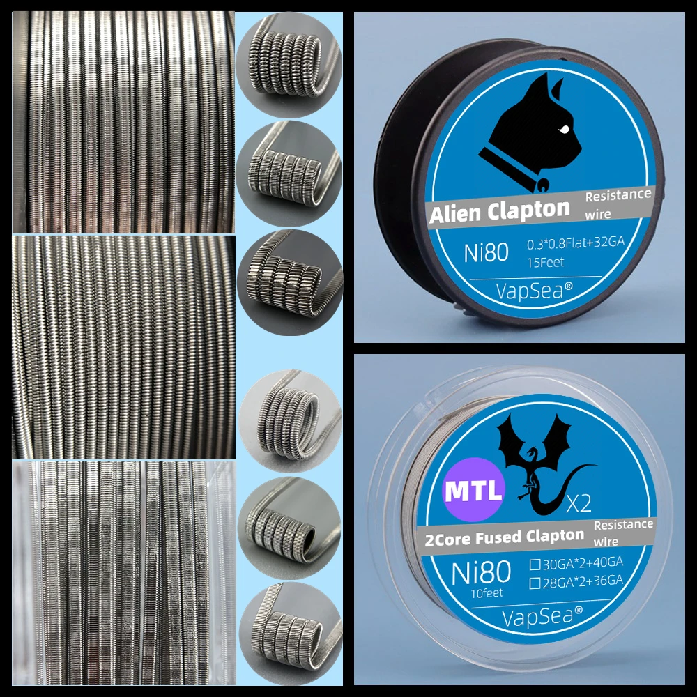 Fai Da Te Clapton Fuso Ni80/A1/Ss316L 2.0/2.5/3.0/3.5Mm Alien Precostruito Resistenza Al Riscaldamento Filo Mtl/Boro/Dl Utensili Abrasivi Elettrici