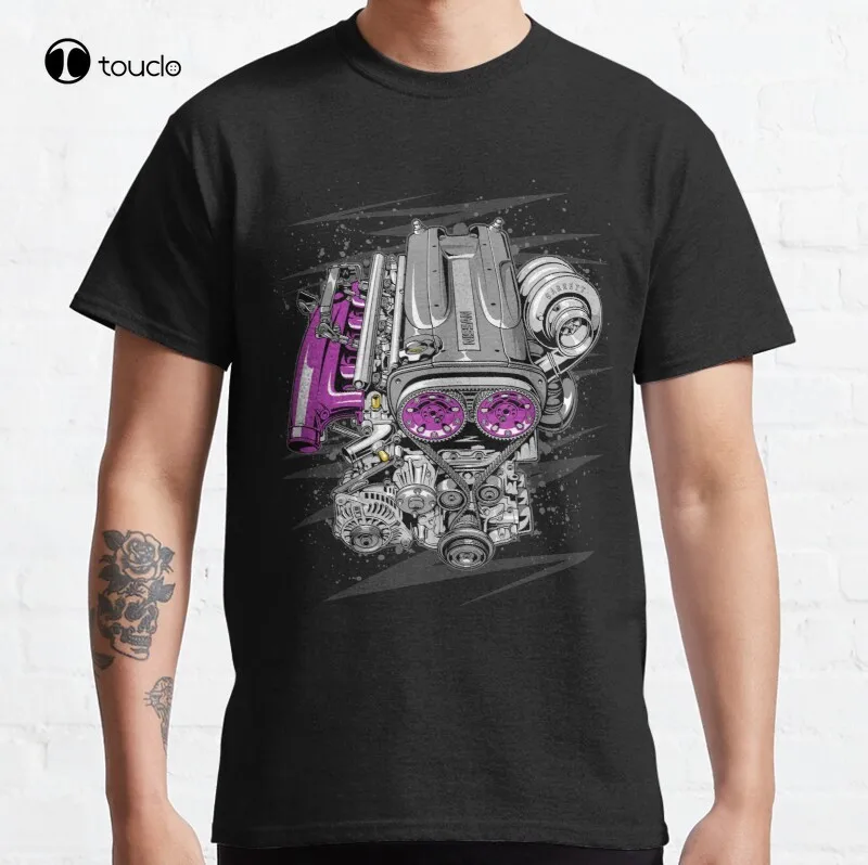 Nissann Rb26 Engine Skyline R32 Nismo Skylinegtr R34 R33 2Jz 1Jz Vvti T-Shirt Classica T-Shirt In Cotone