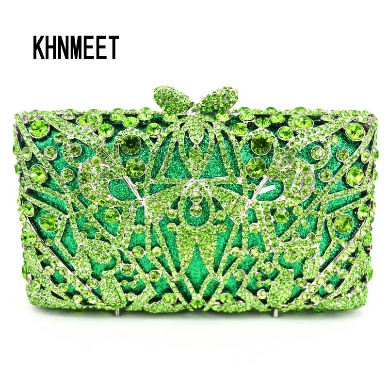 Khnmeet Green Luxury Evening Bag Ladies Party Clutch Bag Women Prom Purse Pochette Wedding Bride Bag Sc312