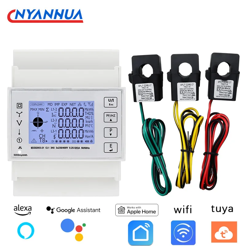 Guida Din Trifase Tuya Smart Voltage Kwh Meter Consumo Misuratore Di Energia Wifi Monitor Elettrico In Tempo Reale
