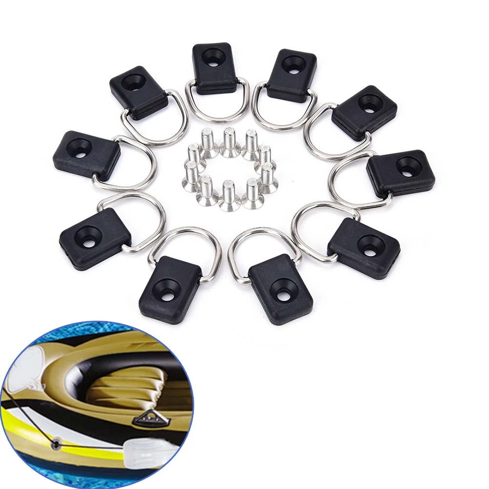 10Pcs Acciaio Canoa Kayak D Anello Di Montaggio Pesca Rigging Bungee Kit Accessorio Di Alta Qualità