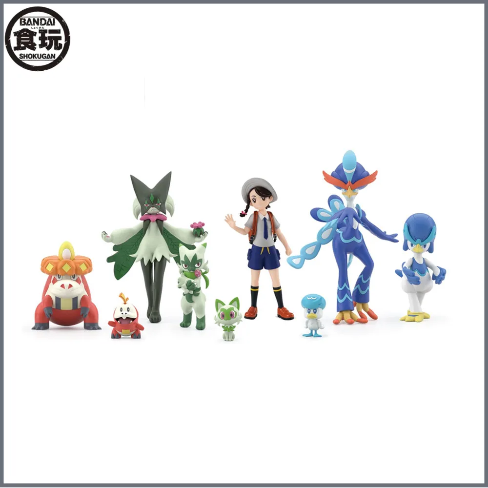 In Magazzino Originale Anime Pokemon Scale World Paldea Region Juliana Meowscarada Fuecoco Quaxly Sprrigato Pvc Action Figure Toys