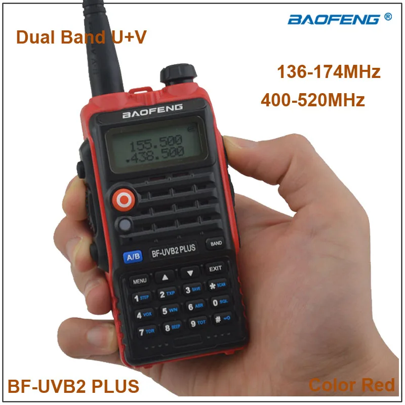 Baofeng 2015 Two Way Radio Bf-Uvb2Plus Walkie Talkie Dual Band Uvb2 Colore Rosso W/Ricevitore