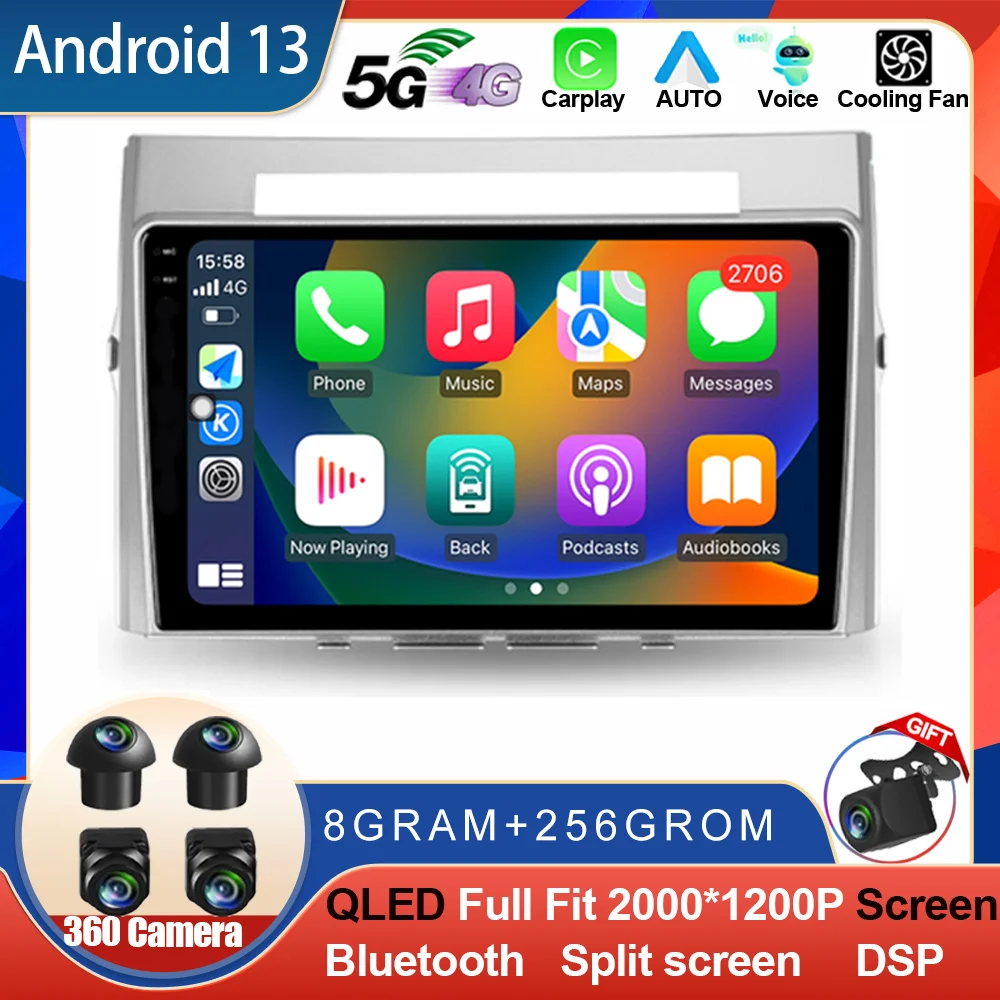 Android 13 Autoradio Per Toyota Corolla Verso 2004 - 2010 Video Multimediale Auto Carplay Dsp Player 2Din Gps Navi Wifi 4G 2K Bt