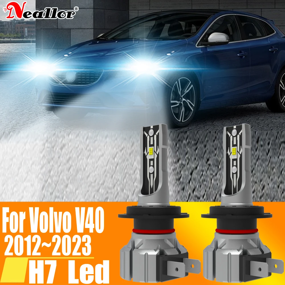 2Pcs H7 Led Light Canbus Bulb Car Headlight High Power Car Fog Diode Moto Driving Running Lamp 12V 55W Per Volvo V40 2012 ~ 2023