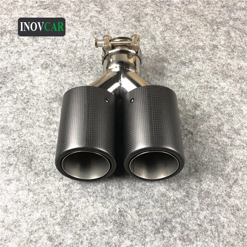 1 Pz Punta Di Scarico Per Auto Doppio Tubo Di Scarico Per Akrapovic Tubo Silenziatore Di Scarico Universale In Carbonio Opaco