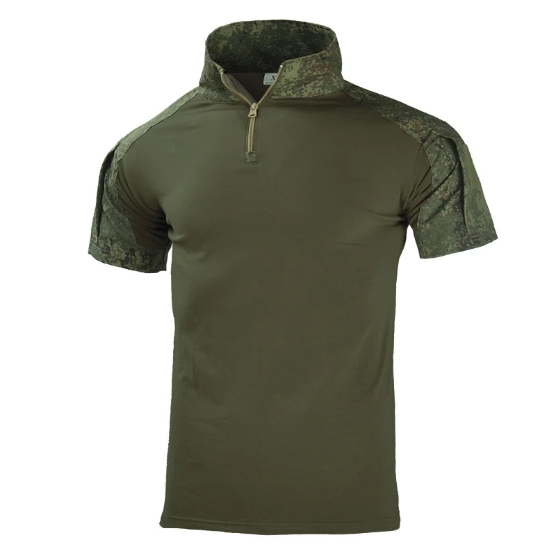 Outdoor Camping Camouflageshort Sleeved Elastic Plaid Eductorsuit Frogman Army Fan Cs Tactical Camouflage Top Ciclismo Jersey