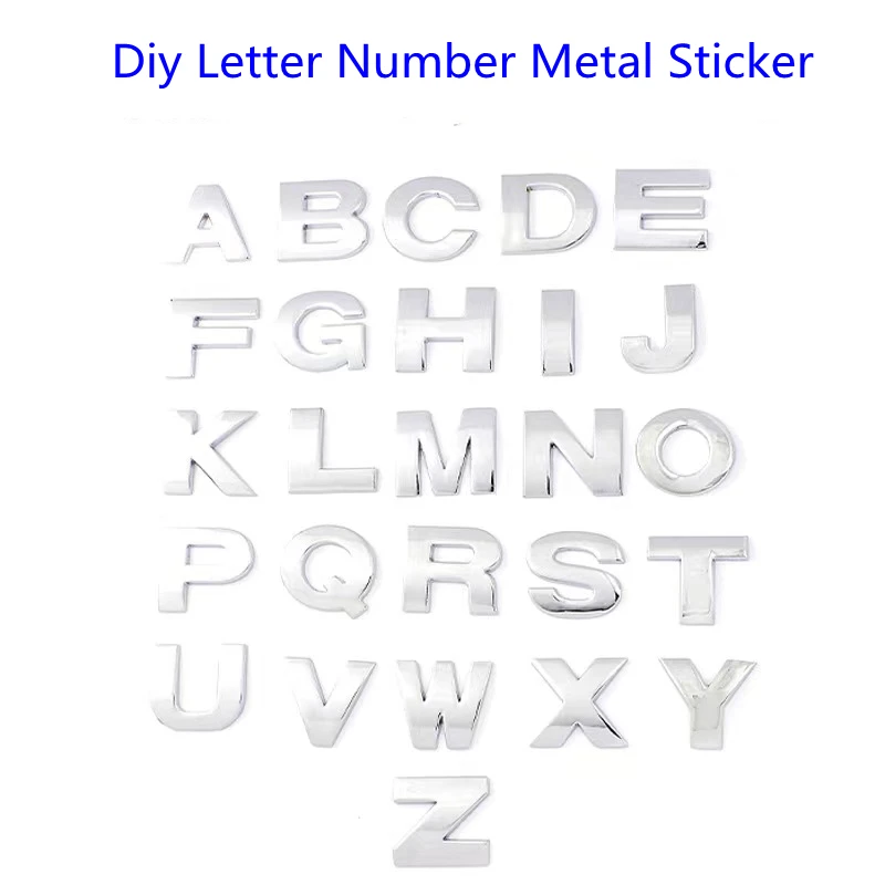 3D Metal Sticker Car Tail Letter Tickers Adesivi Con Numero Di Lettera Fai Da Te Alfabeto Esterno Impermeabile Per Bmw Mercedes Benz Audi Ecc.