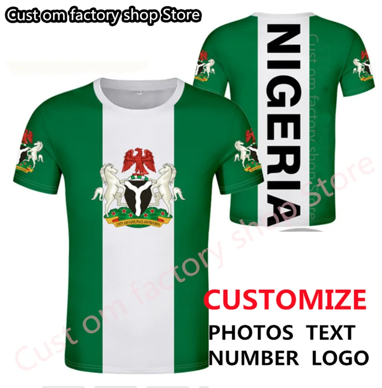 Maglietta Nigeria Fai Da Te Gratuito Nome Personalizzato Numero Nga T-Shirt Bandiera Nazionale Ng Repubblica Federale Nigeriano College Testo Foto Ves