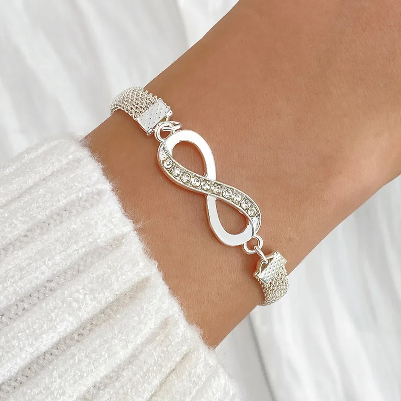 Vienkim New Fashion Infinite Bracciale Natural Gem White Sapphire Diamond Bracciale Gioielli Da Donna Cute Giftjewelry Per Le Donne