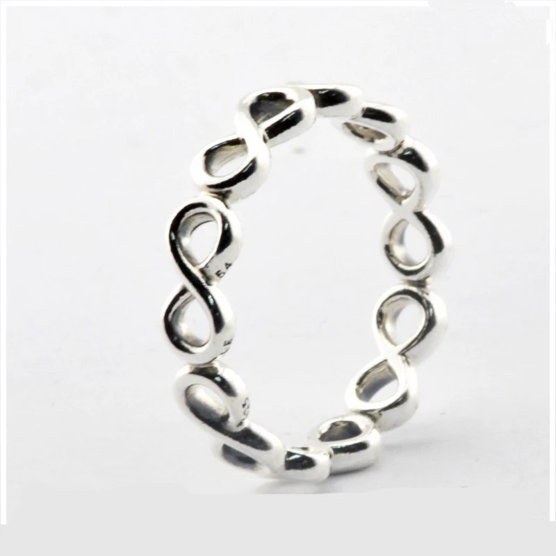 Set Di Fedi Nuziali Per Coppia Infinite Shine Silver Simple Style 925 Sterling Silver Love Forever Classic Female Ring Jewelry