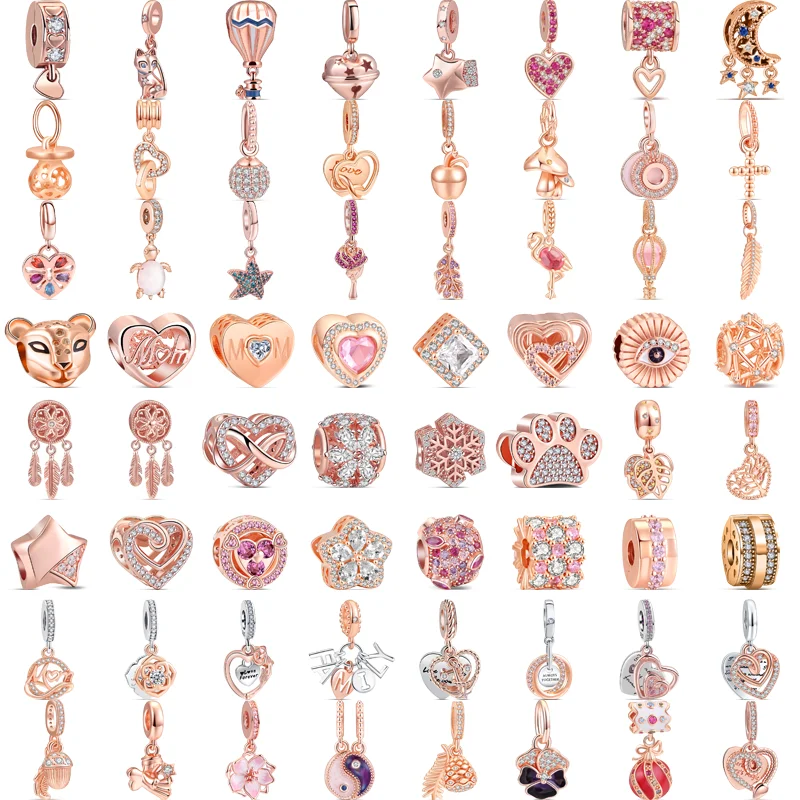 925 Sterling Silver Fit Original Pandora Charms Bracciale Gioielli Clear Zircone Snowflake Mom Stars Heart Infinite Rose Gold Beads