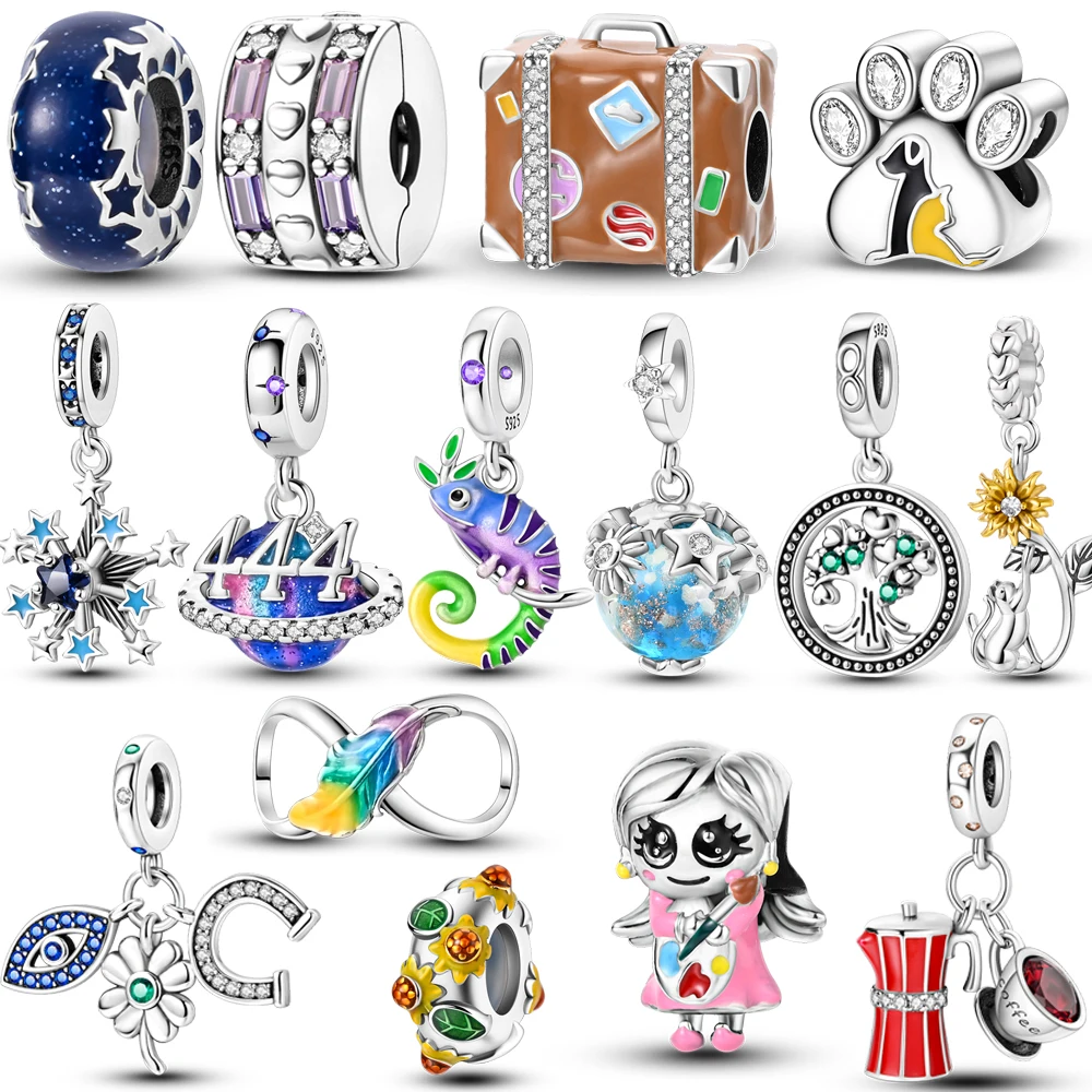 Piuma Colorata Infinite Glow-In-The-Dark Star Separation Bead Charm Fit Bracciale Pandora Girl 925 Sterling Silver Fashion Gift