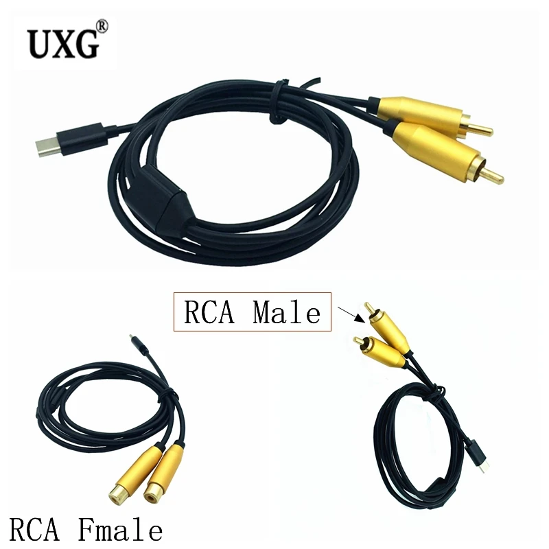 Usb Tipo C Maschio A Doppio Rca Femmina/Maschio Stereo Audio Y Splitter Adattatore Spine Rca Placcate In Oro Cavo Usb Da 3.1 A 2 * Rca 0.8M