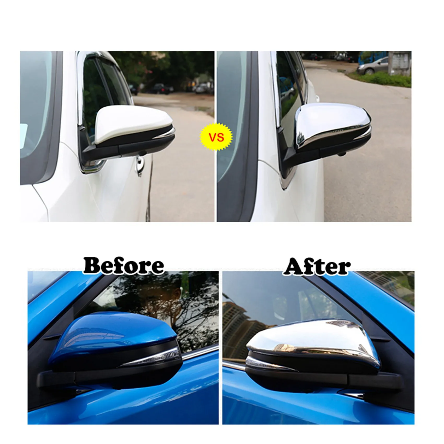 3X Car Rear View Mirror Decoration Side Door Mirror Cover Cap Per Toyota Hilux Revo Vigo Fortuner Highlander Rav4 Innova