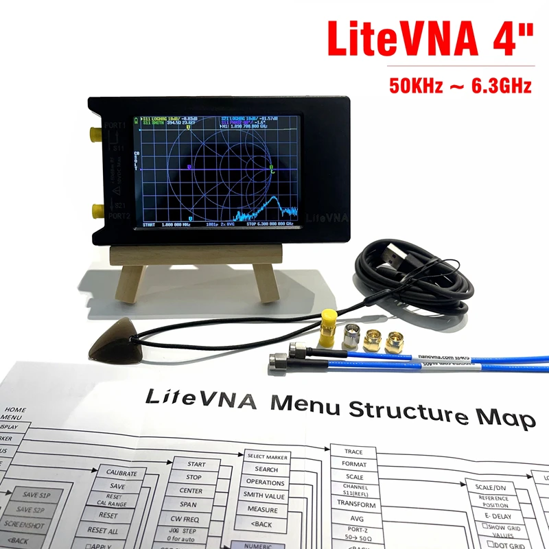 Nuovo Litevna-64 50Khz ~ 6.3Ghz Litevna 3.95 "Touch Screen Analizzatore Di Rete Vettoriale Hf Vhf Uhf Antenna Aggiornamento Dell'Analizzatore Di Nanov
